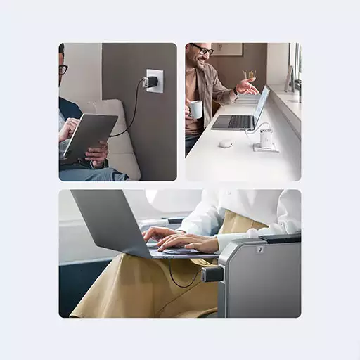 شارژر دیواری 3 پورت 67 وات مک دودو با کابل جمع شونده تایپ سی مدل CH-4100 GaN