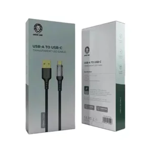 کابل شارژ کنفی تایپ سی به تایپ سی با نشانگر ال ای دی 60W گرین لاین 1 متری مدل GNLEDTC2TCBK