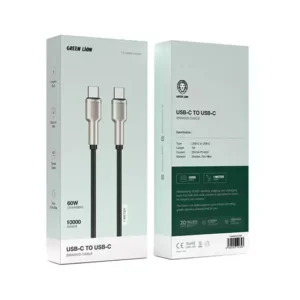 کابل شارژ کنفی تایپ سی به تایپ سی با روکش فلزی 60W گرین لاین به طول 1 متر مدل GN60BRC2CBK