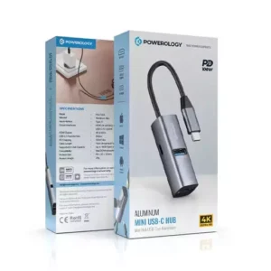 مینی هاب تایپ سی آلومینیوم پاورولوژی مدل PWJT424BK